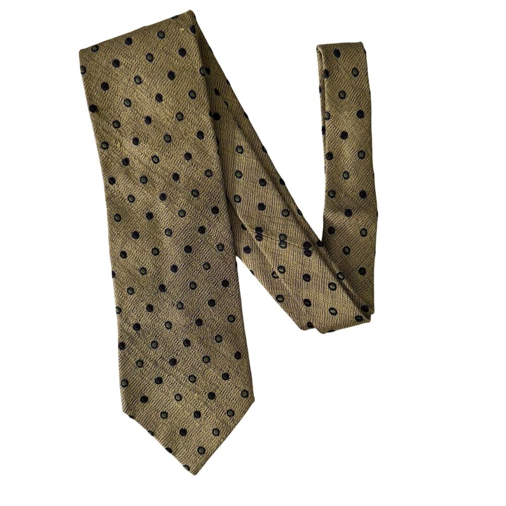 Ermenegildo Zegna Vintage Silk Neck Tie Gold Blue Circle Texture Business Suit